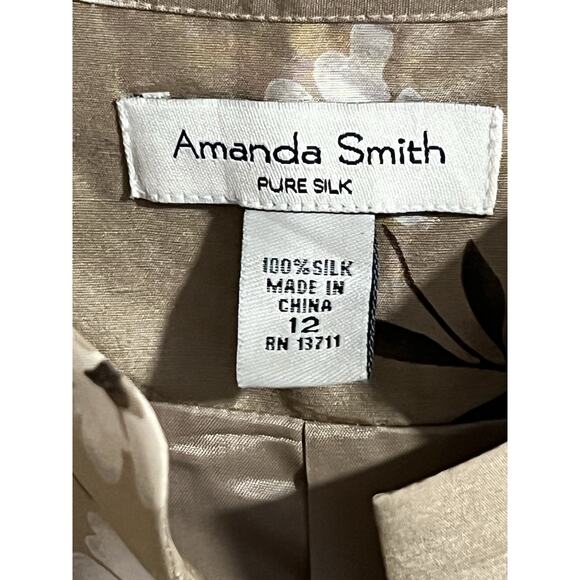 Amanda Smith 100% Silk Jacket W/ 2 Pairs Of 100% Silk Pants Women’s 12 Floral - Picture 4 of 16